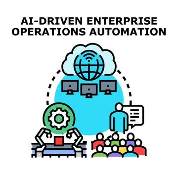 Ai driven enterprise operations automation managing workforce Stock Illustration