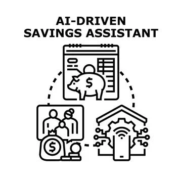 Ai driven financial assistant helping save money Stock Illustration