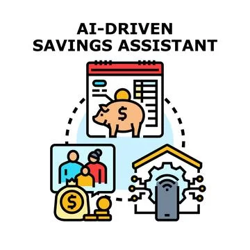 Ai driven financial assistant helping save money Stock Illustration