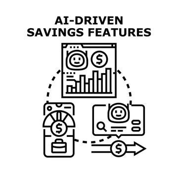 Ai driven financial features optimizing personal savings 库存插图