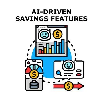 Ai driven financial features optimizing personal savings 库存插图