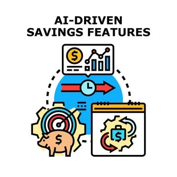 Ai driven financial savings increasing investment growth Stock Illustration