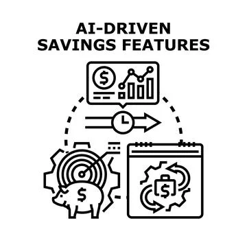 Ai driven financial savings increasing investment growth Stock Illustration