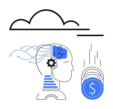 AI-Driven Financial Solutions with Cloud Integration and Automation Technolog Stock Illustration