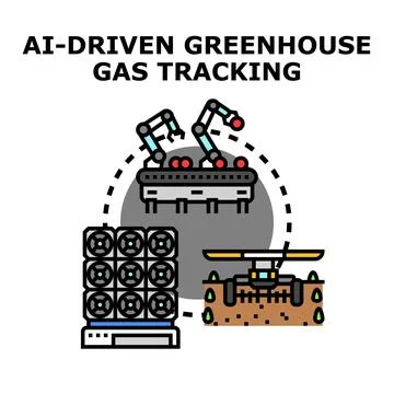 Ai driven greenhouse gas tracking system concept illustration イラスト素材