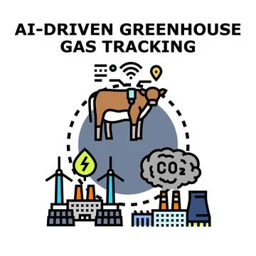 Ai driven greenhouse gas tracking environmental monitoring Stock Illustration