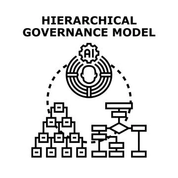 Ai driven hierarchical governance model 库存插图
