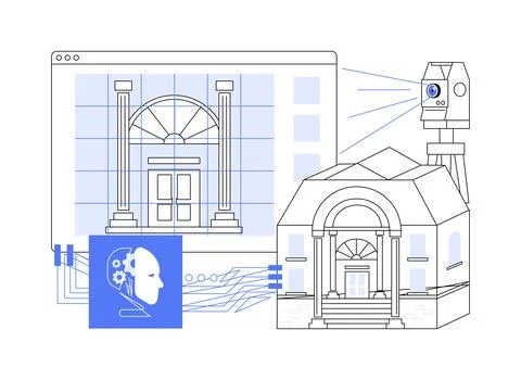 AI-Driven Historic Restoration abstract concept vector illustration. Ilustración de archivo
