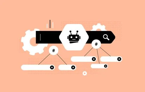 AI-driven keyword clustering for SEO optimization with automated grouping and Stock Illustration