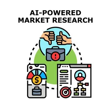 Ai driven market research analysis planning development Stock Illustration