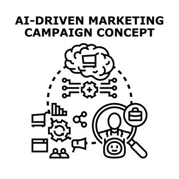 Ai driven marketing campaign concept strategy planning Stockillustratie