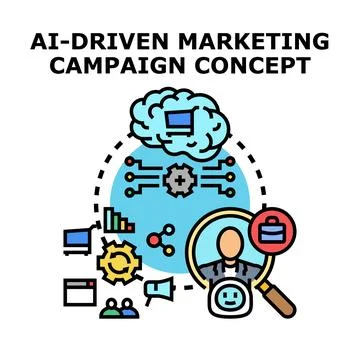 Ai driven marketing campaign concept strategy planning 库存插图