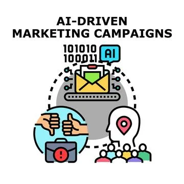 Ai driven marketing campaigns concept illustration Stock Illustration