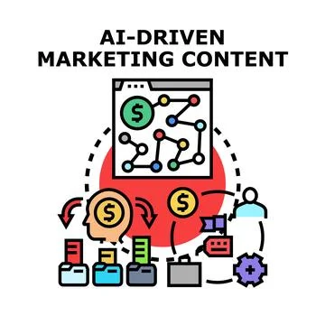 Ai driven marketing content creating business value Stock Illustration
