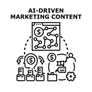 Ai driven marketing content creating business value 스톡 일러스트