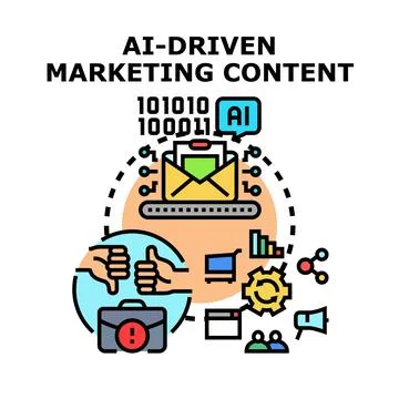 Ai driven marketing content generation and analysis Stock Illustration