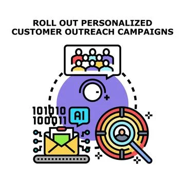Ai driven personalized customer outreach marketing campaign Stock Illustration