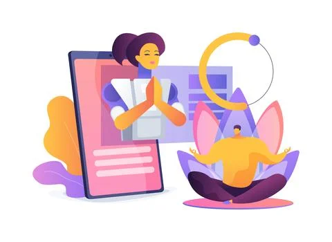 AI-Driven Personalized Mindfulness Coaching abstract concept vector illustration Illustrazione stock