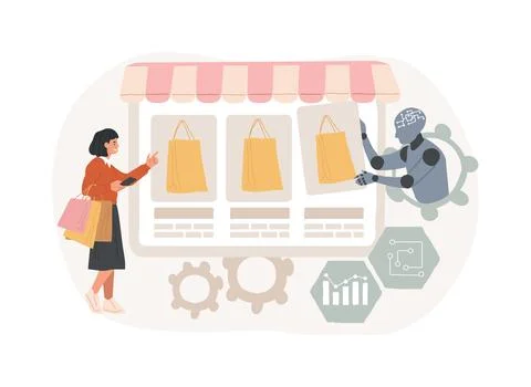 AI-Driven Personalized Product Suggestions abstract concept vector illustration. Ilustración de archivo