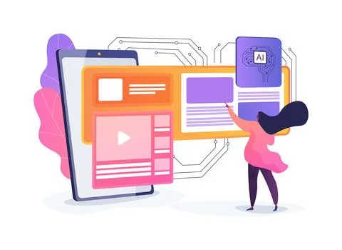 AI-Driven Personalized User Interfaces abstract concept vector illustration. 스톡 일러스트