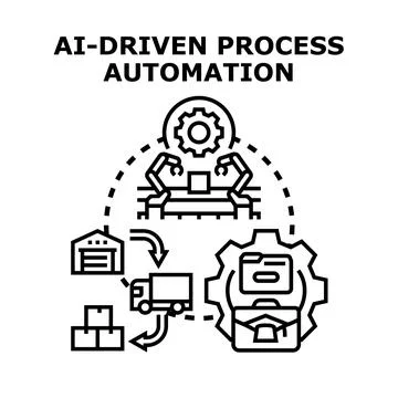 Ai driven process automation managing business workflow Stock Illustration