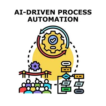 Ai driven process automation solution optimizing business workflow Stock Illustration