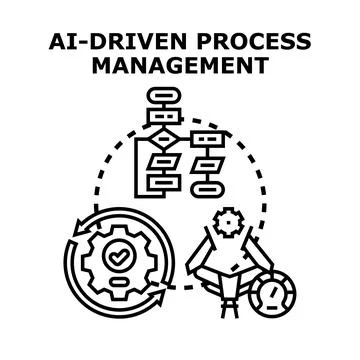 Ai driven process management controlling workflow system Stock Illustration