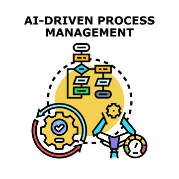 Ai driven process management controlling workflow system 스톡 일러스트