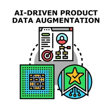 Ai driven product data augmentation concept illustration Stock Illustration
