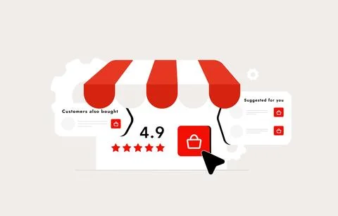 AI-driven product recommendations - vector illustration of an e-commerce Illustrazione stock