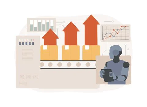 AI-Driven Production Efficiency abstract concept vector illustration. Stock Illustration