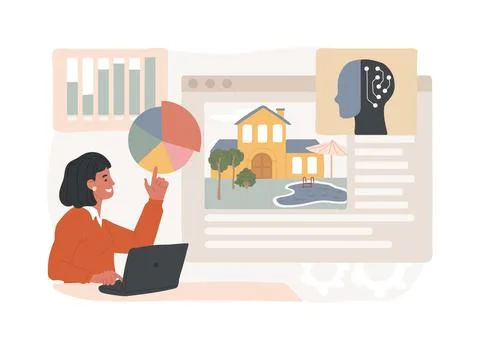 AI-Driven Property Sourcing abstract concept vector illustration. 库存插图