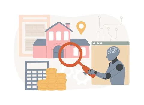 AI-Driven Property Valuation abstract concept vector illustration. Ilustración de archivo