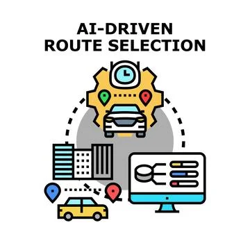 Ai driven route optimization selecting best travel path 스톡 일러스트