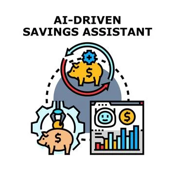 Ai driven savings assistant concept for smart financial management 스톡 일러스트