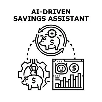 Ai driven savings assistant concept for smart financial management Stock Illustration