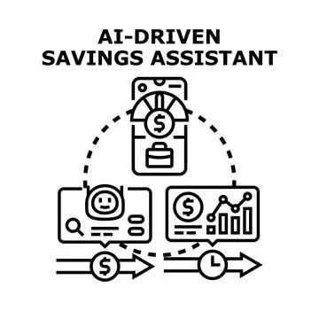 Ai driven savings assistant managing personal financial budget 스톡 일러스트