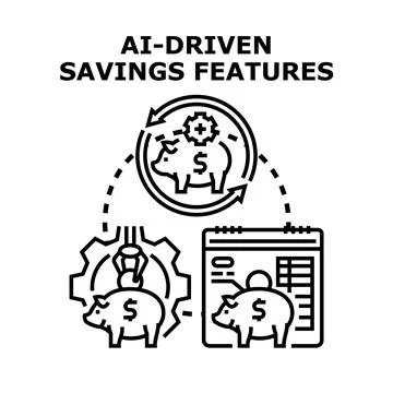 Ai driven savings features creating financial automation Stock Illustration
