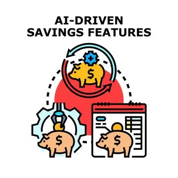 Ai driven savings features creating financial automation Stock Illustration