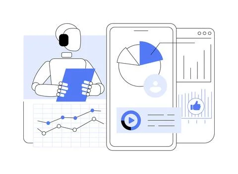 AI-Driven Social Media Analytics abstract concept vector illustration. Stock Illustration