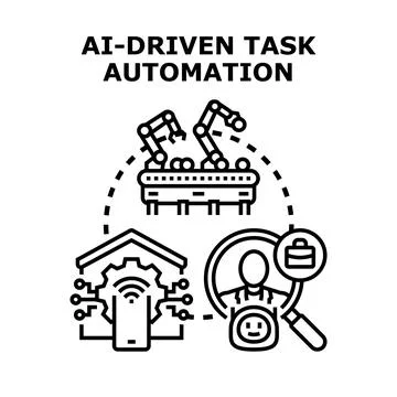 Ai driven task automation optimizing processes and workflow 库存插图
