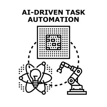 Ai driven task automation process technology development Stock Illustration