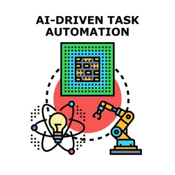 Ai driven task automation process technology development Stock Illustration