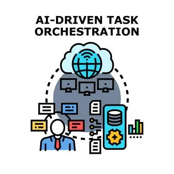 Ai driven task orchestration managing complex workflows 스톡 일러스트