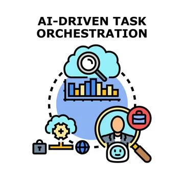 Ai driven task orchestration optimizing business processes 库存插图