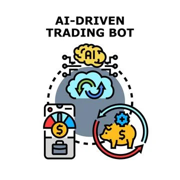 Ai driven trading bot executing automated financial trading Stock Illustration