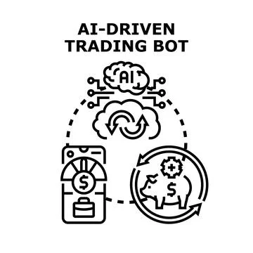 Ai driven trading bot executing automated financial trading Illustrazione stock