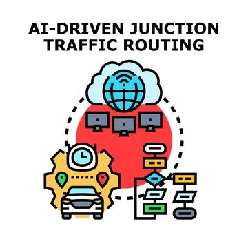 Ai driven traffic routing optimization system Illustrazione stock