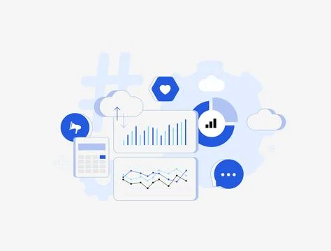 AI-driven trend forecasting. Predictive analytics and real-time graphs tracks Stock Illustration
