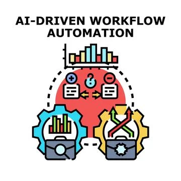Ai driven workflow automation optimizing business processes 库存插图
